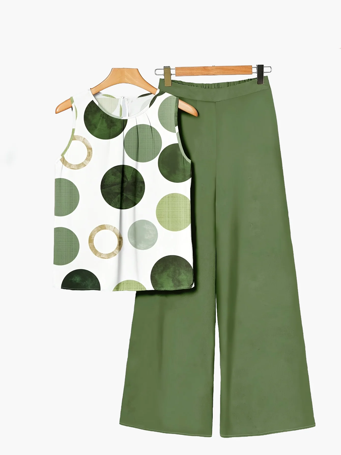 Ensemble décontracté femme – Tenue chic tropicale à motif feuillage, style ample idéal été et vacances - Image 9