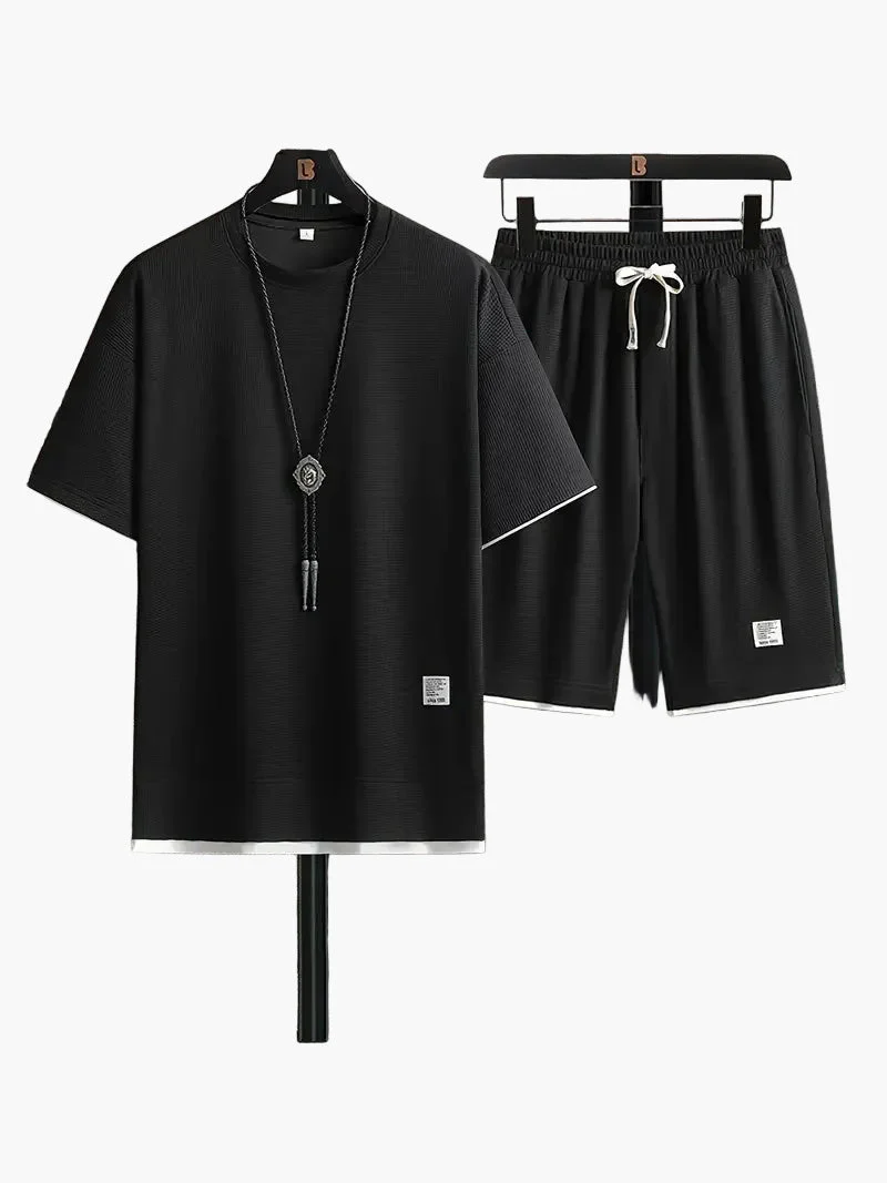 Ensemble décontracté homme deux pièces t-shirt ample et short style urbain idéal détente et sorties - Image 8