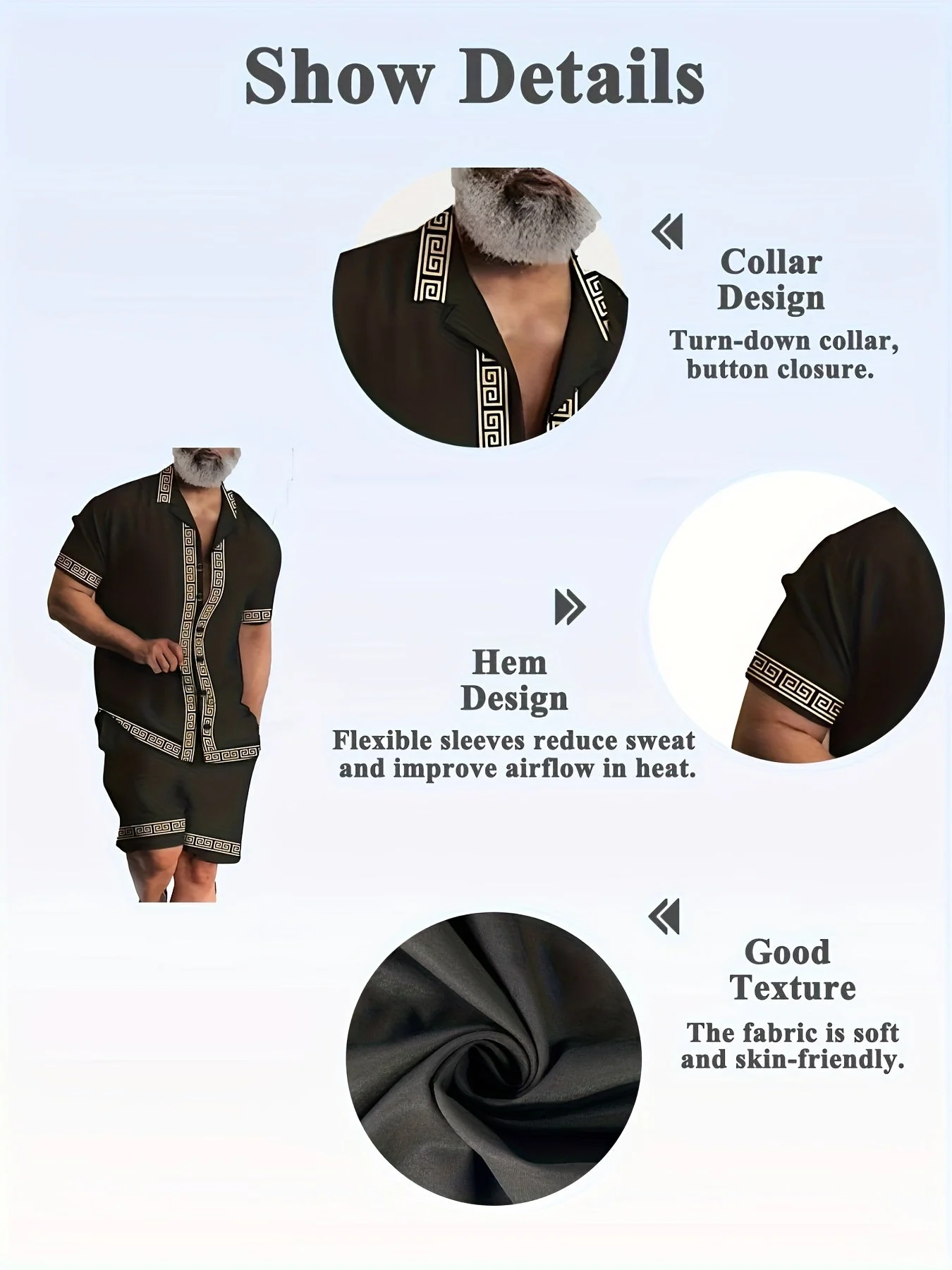 Ensemble décontracté pour homme avec motif géométrique – Style estival chic - Image 3
