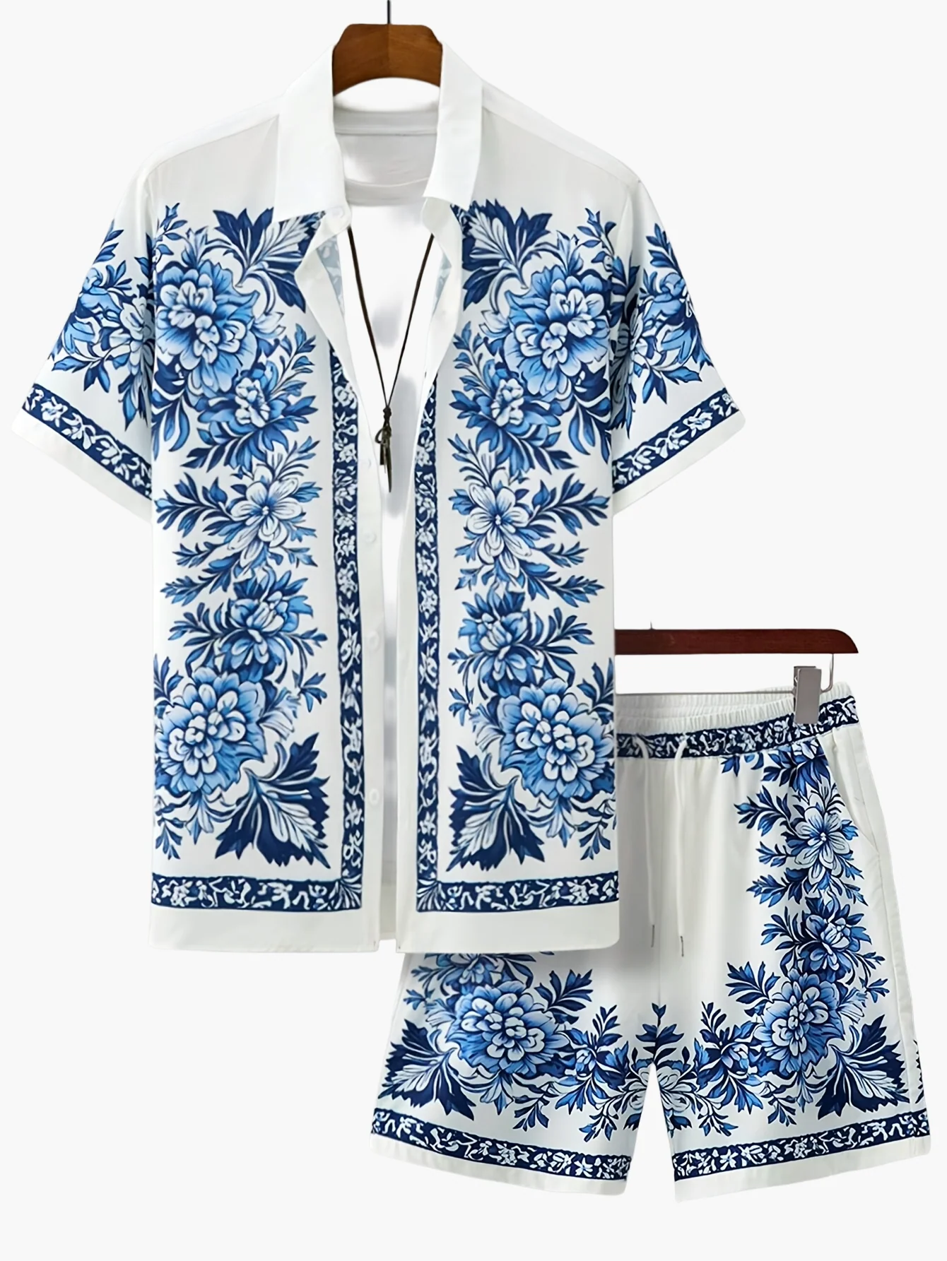 Ensemble décontracté homme à motifs floraux style vacances pour l'été - Image 14
