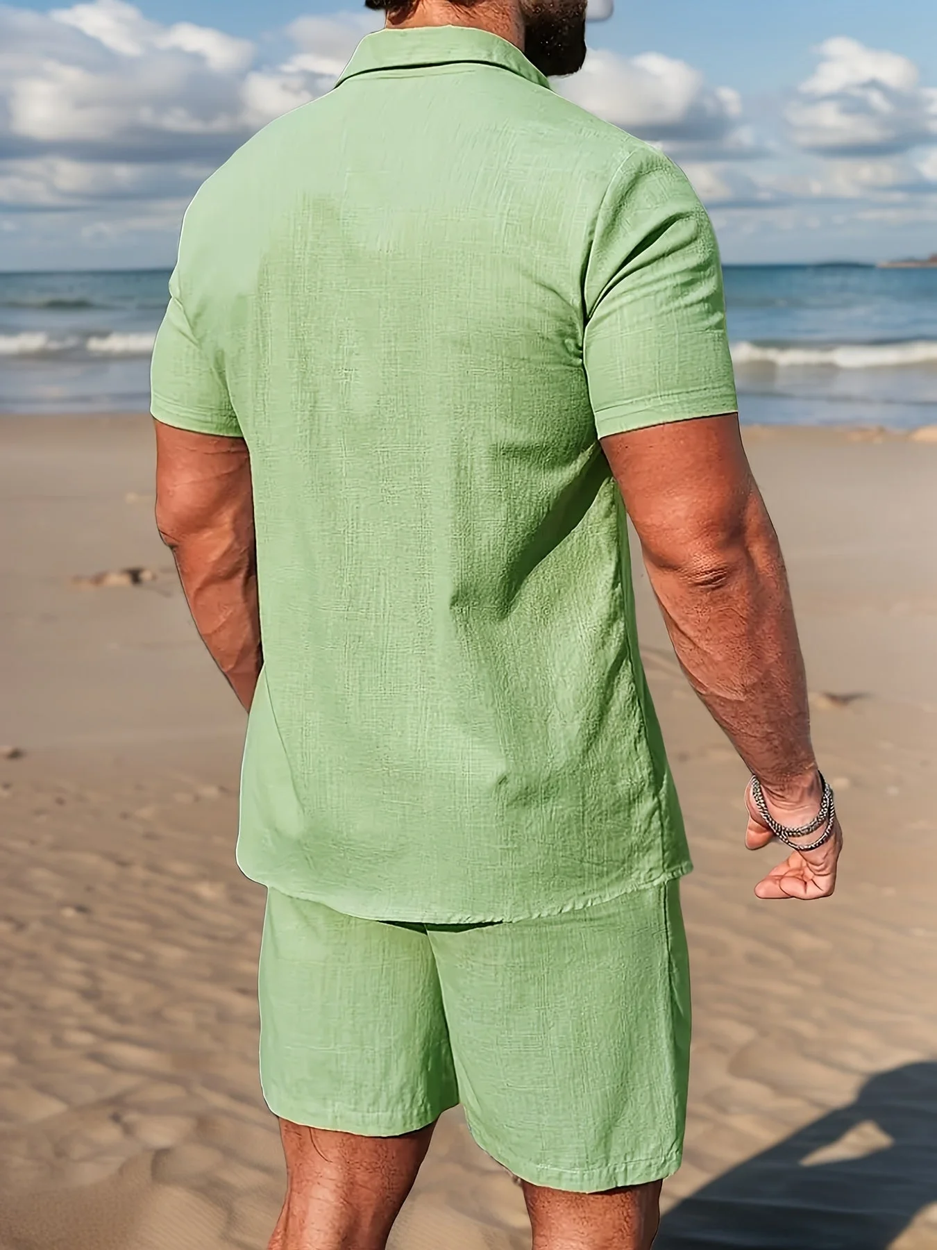 Ensemble décontracté pour homme style bohème – chemise manches courtes et short idéal plage et été - Image 10
