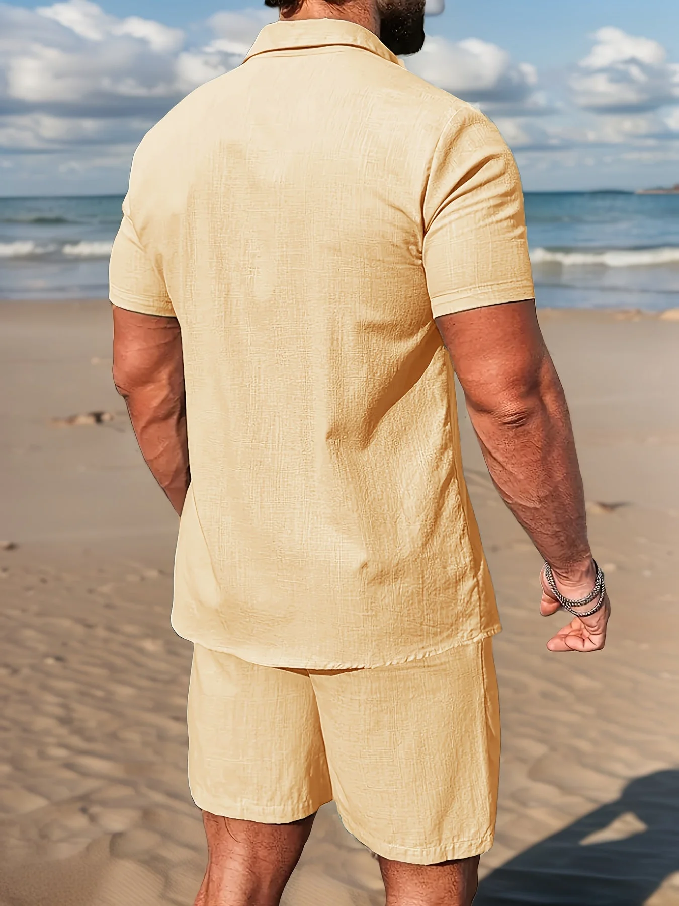 Ensemble décontracté pour homme style bohème – chemise manches courtes et short idéal plage et été - Image 9