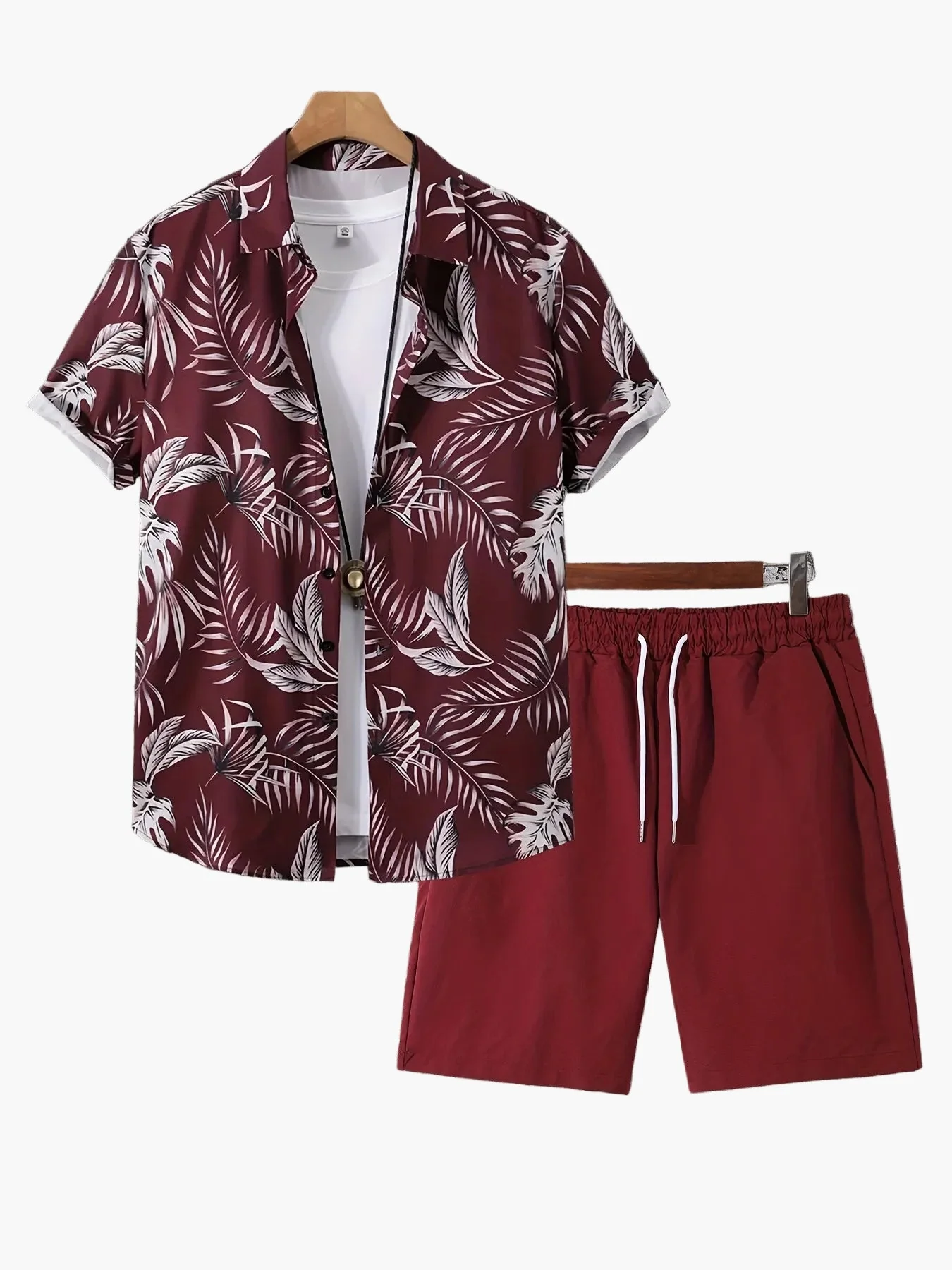 Ensemble décontracté pour homme style tropical – Chemise imprimée à manches courtes et short, idéal vacances plage été - Image 3