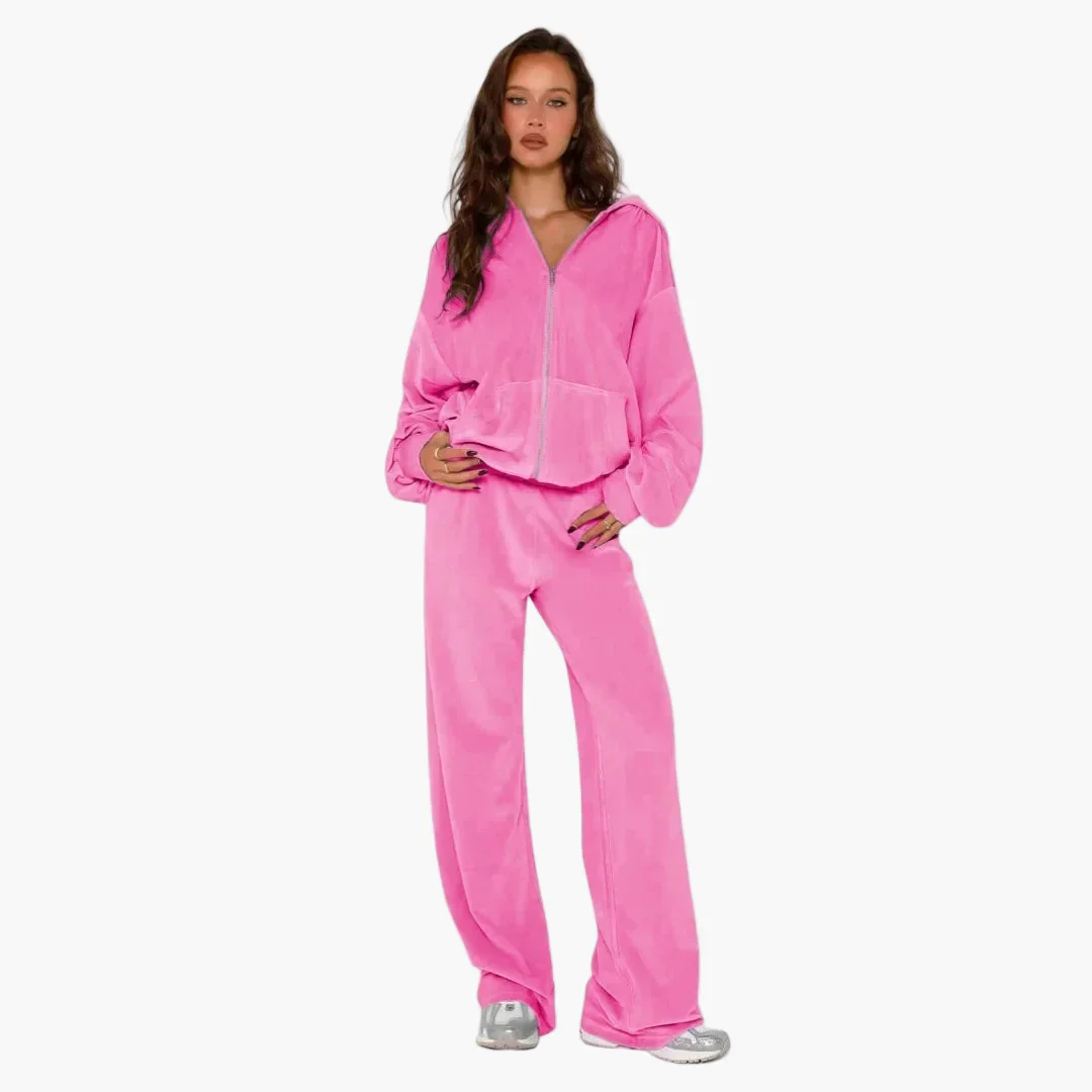 Ensemble Décontracté Style Coréen Femme – Veste à Capuche Zippée et Pantalon Large - Image 4