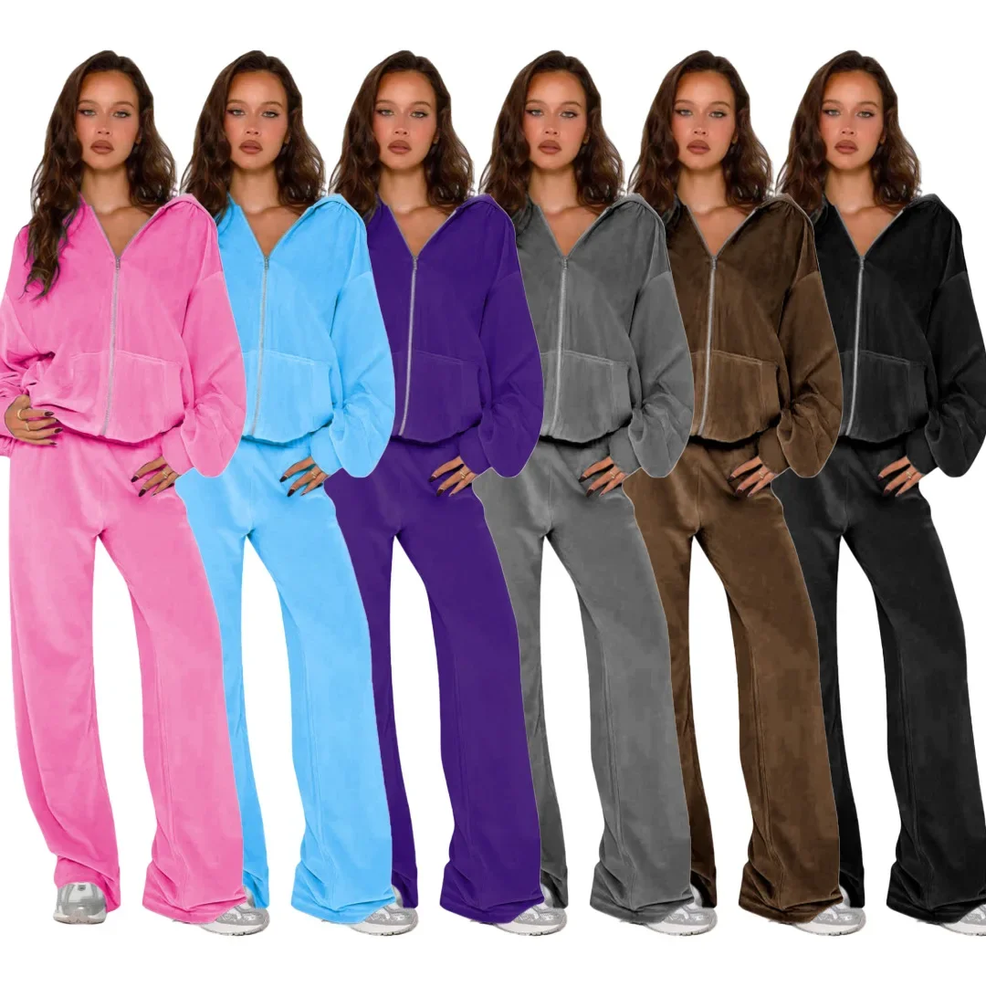 Ensemble Décontracté Style Coréen Femme – Veste à Capuche Zippée et Pantalon Large - Image 7
