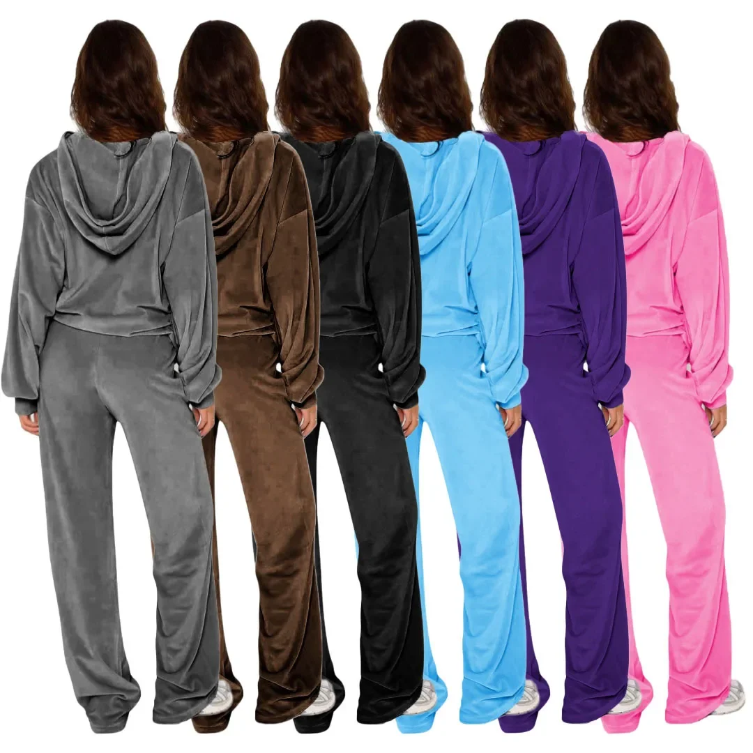 Ensemble Décontracté Style Coréen Femme – Veste à Capuche Zippée et Pantalon Large - Image 8