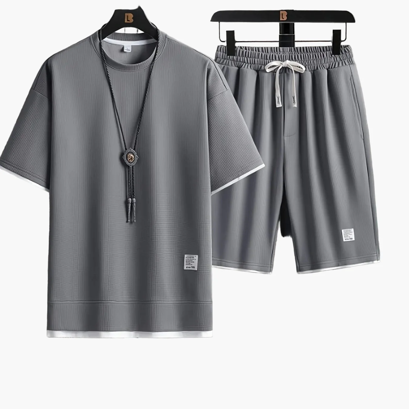 Ensemble décontracté t-shirt et short pour homme style urbain été - Image 10