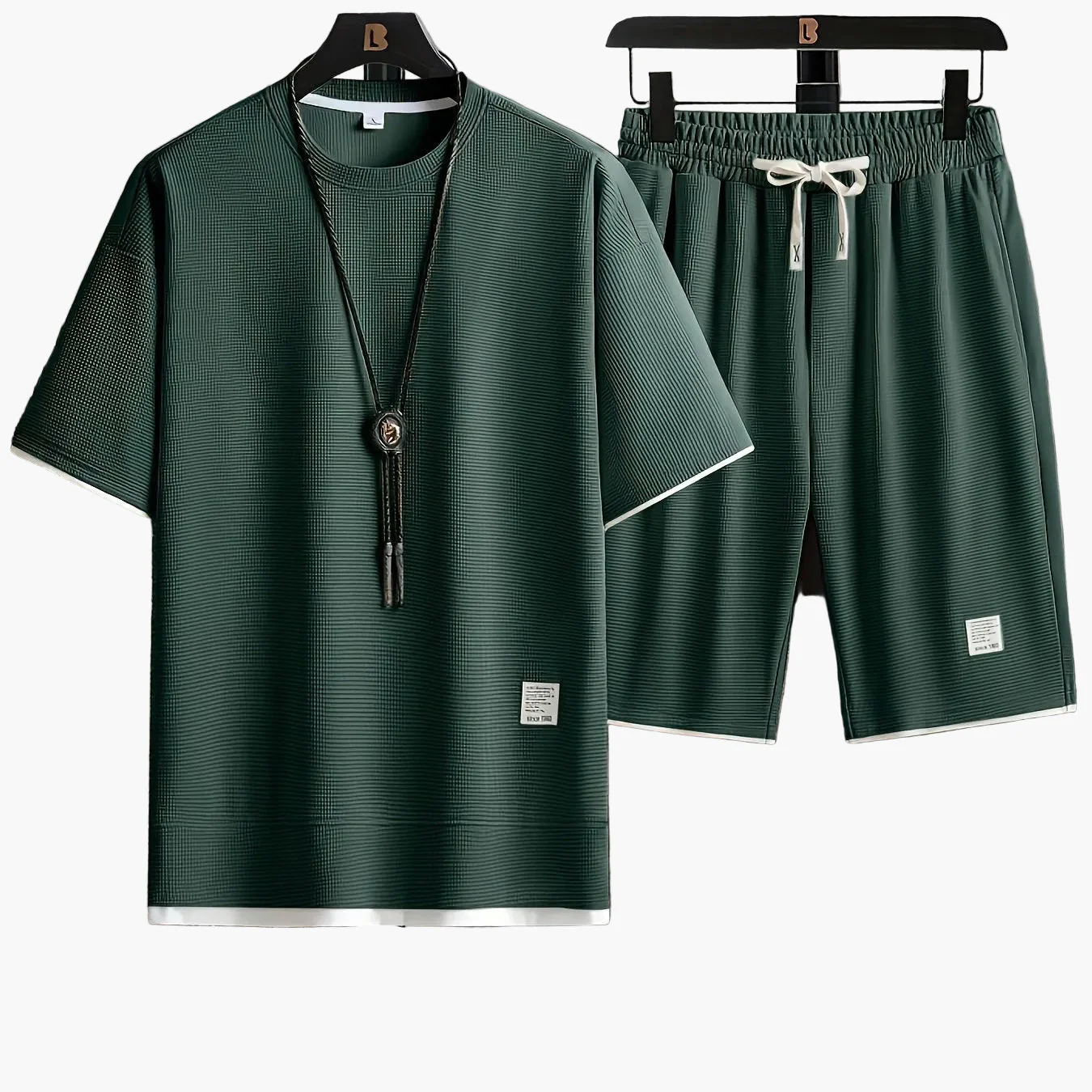 Ensemble décontracté t-shirt et short pour homme style urbain été - Image 11