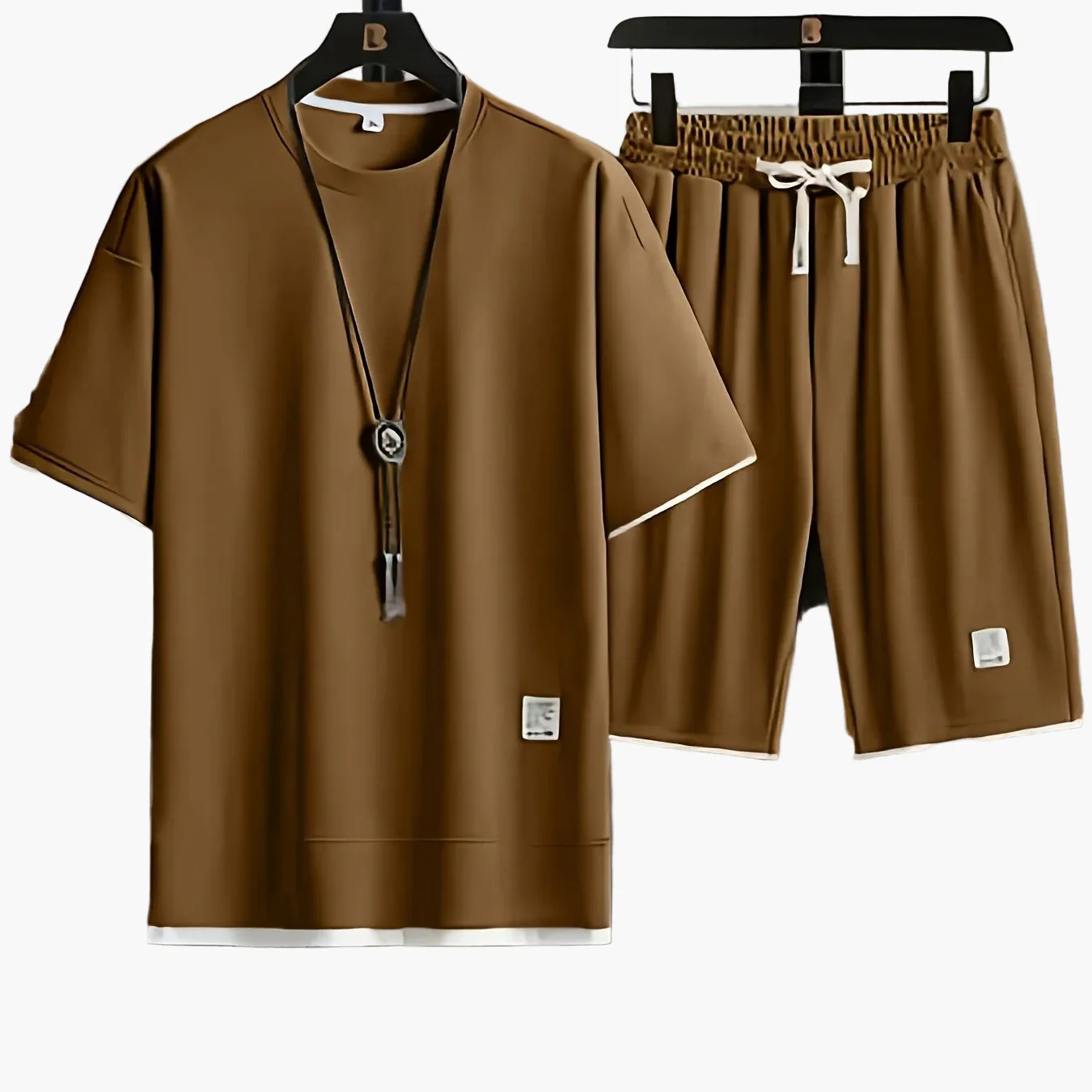 Ensemble décontracté t-shirt et short pour homme style urbain été - Image 12