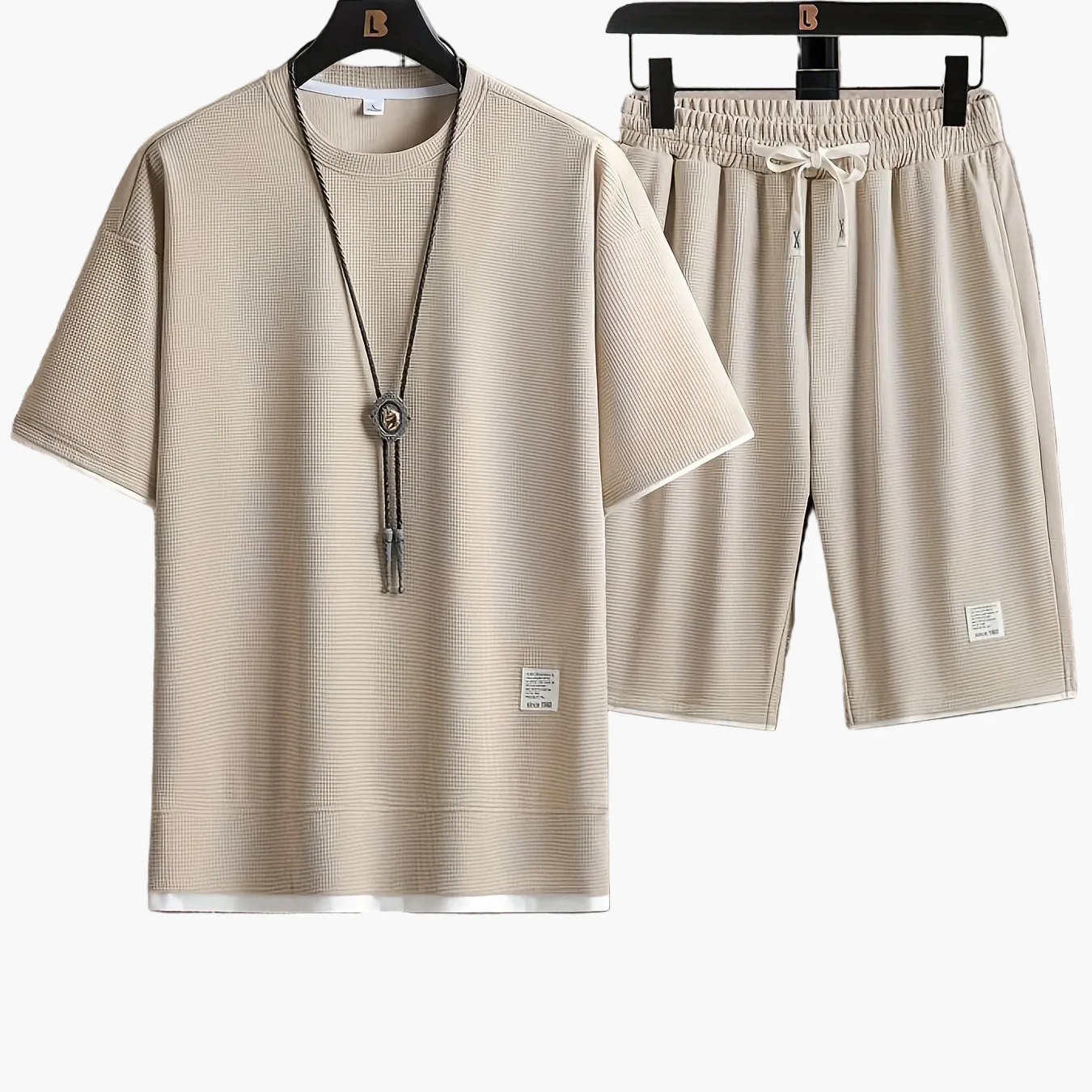 Ensemble décontracté t-shirt et short pour homme style urbain été - Image 13