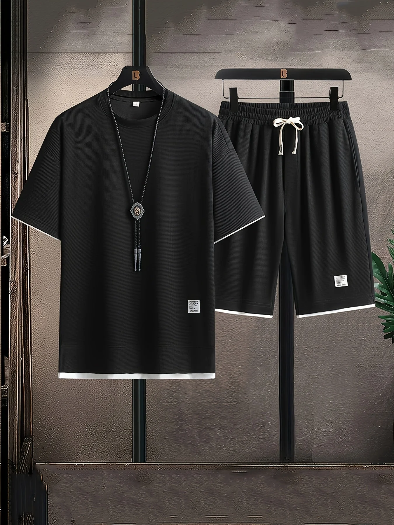 Ensemble décontracté t-shirt et short pour homme style urbain été - Image 5