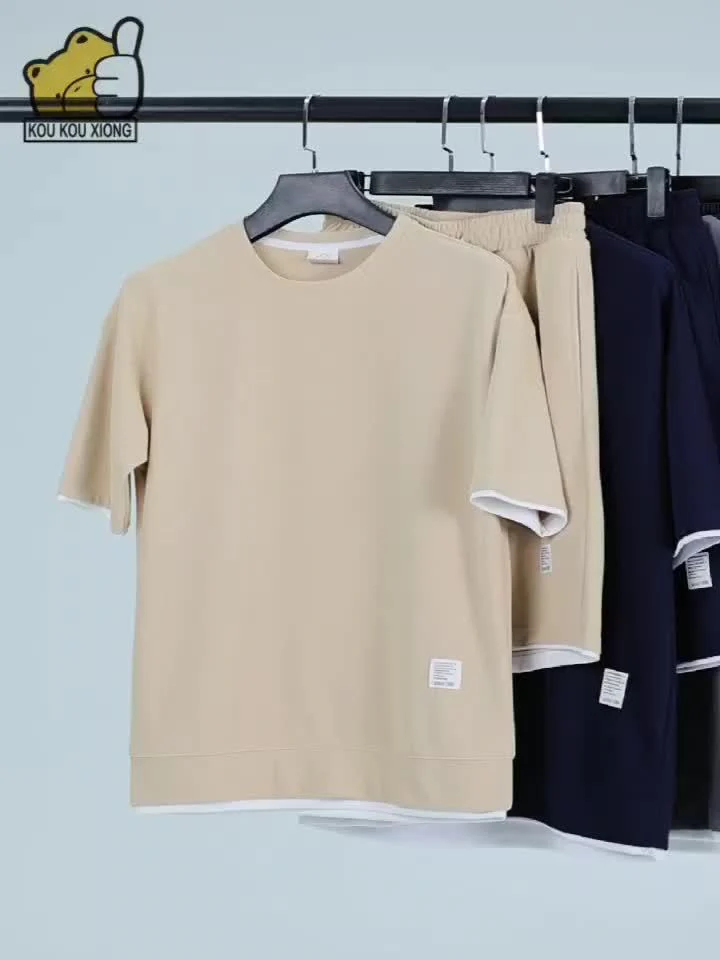 Ensemble décontracté t-shirt et short pour homme style urbain été - Image 7
