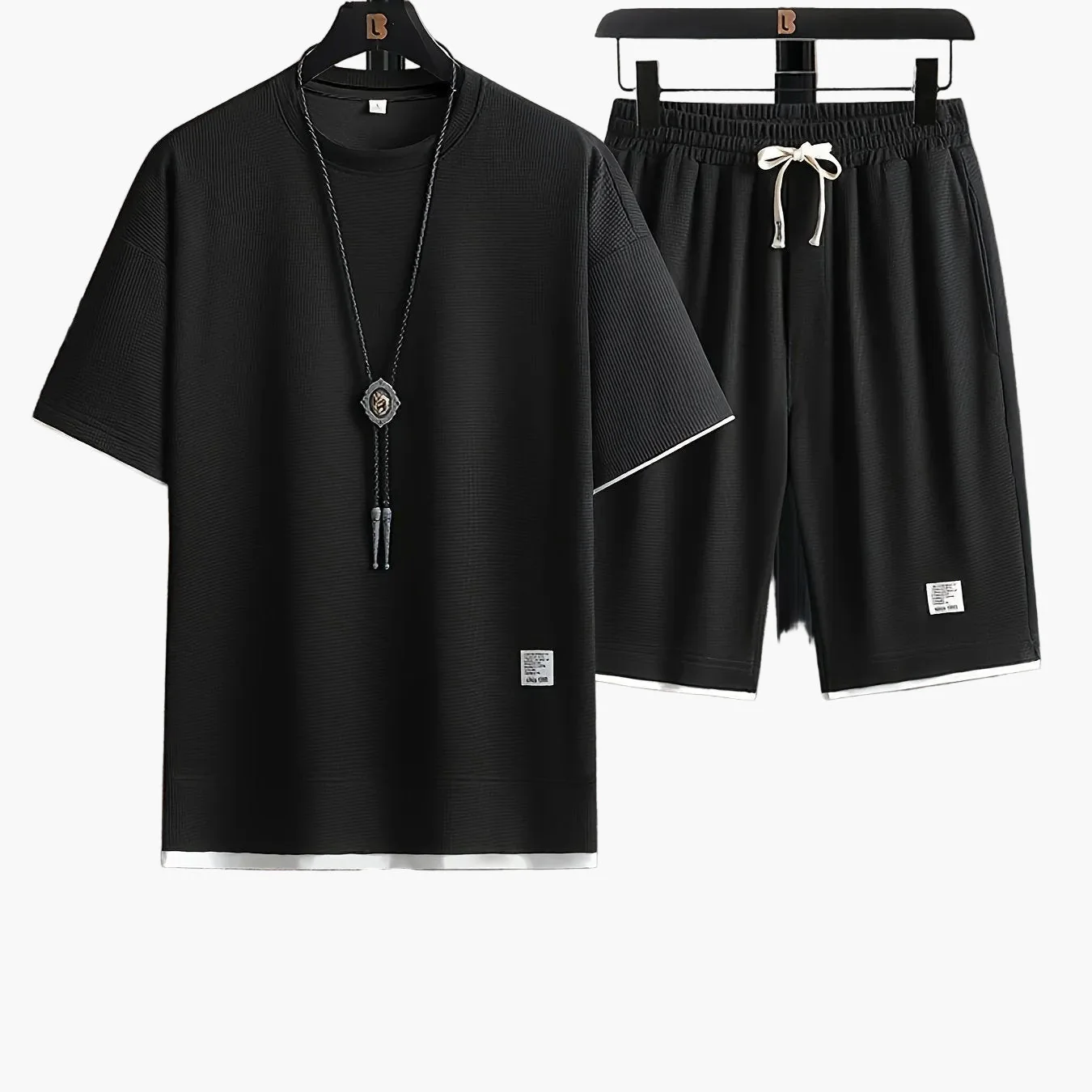 Ensemble décontracté t-shirt et short pour homme style urbain été - Image 9