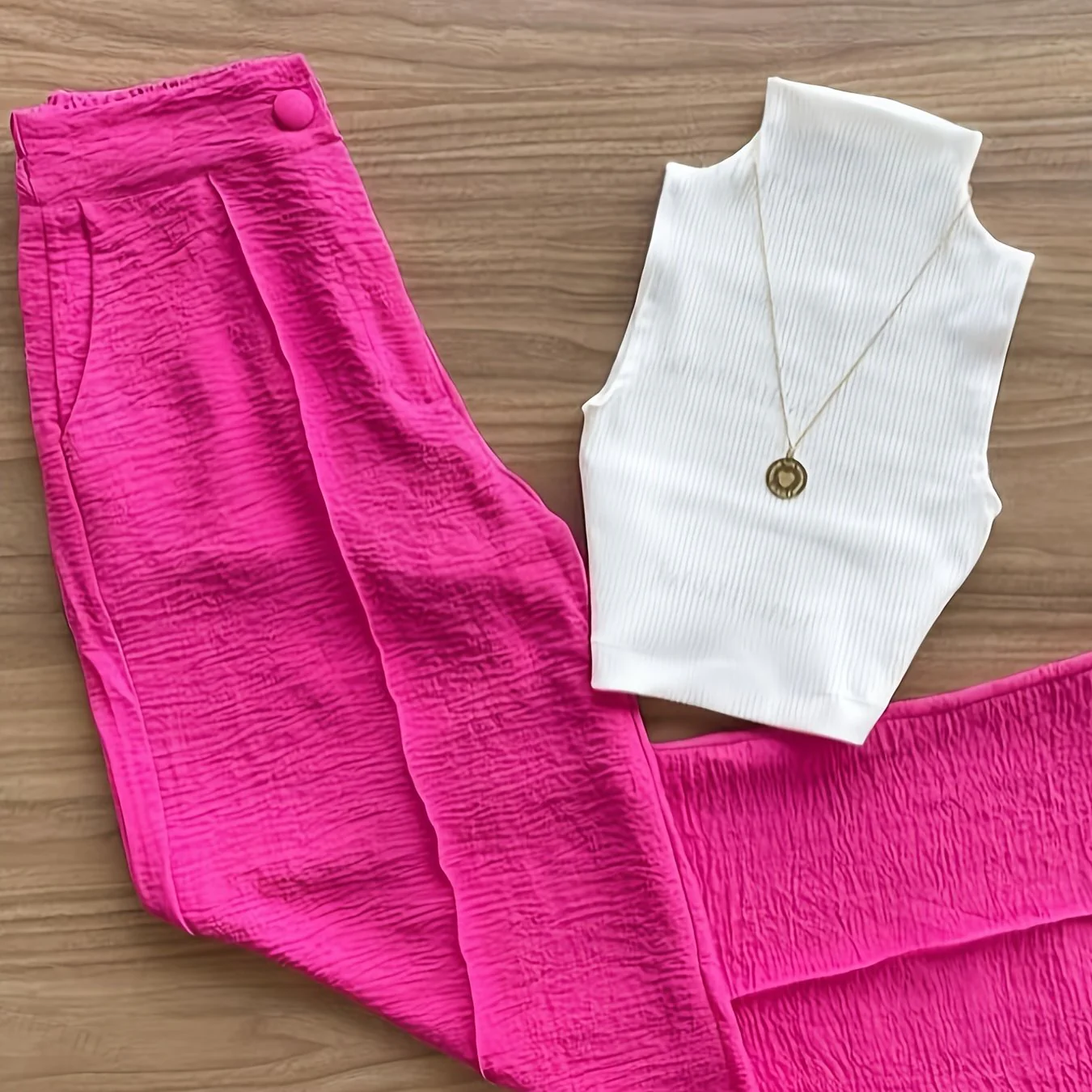 Ensemble élégant femme – Débardeur sans manches et pantalon taille haute – Idéal printemps/été - Image 11