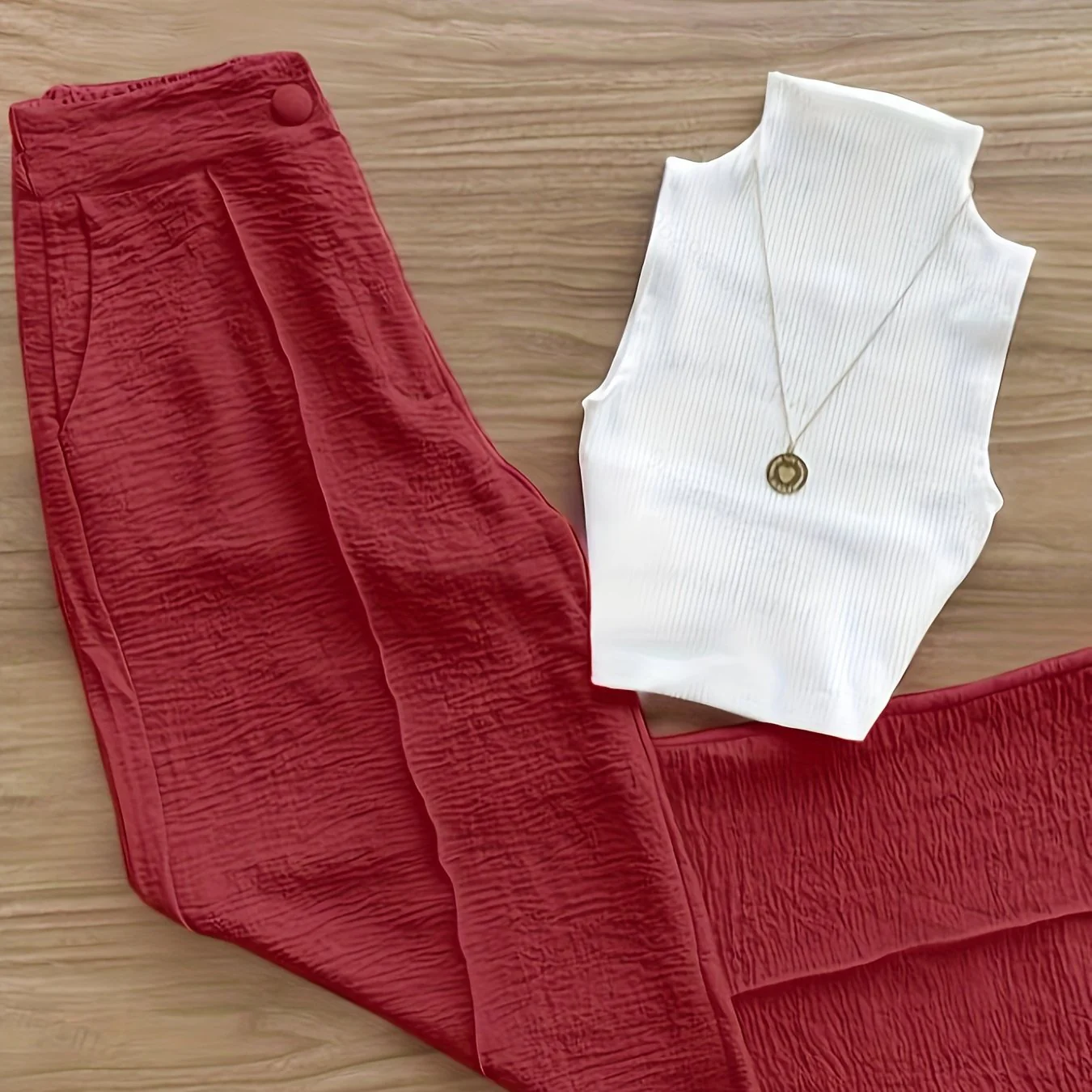Ensemble élégant femme – Débardeur sans manches et pantalon taille haute – Idéal printemps/été - Image 14