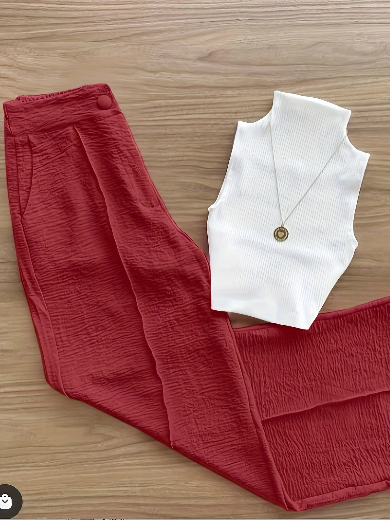 Ensemble élégant femme – Débardeur sans manches et pantalon taille haute – Idéal printemps/été - Image 2