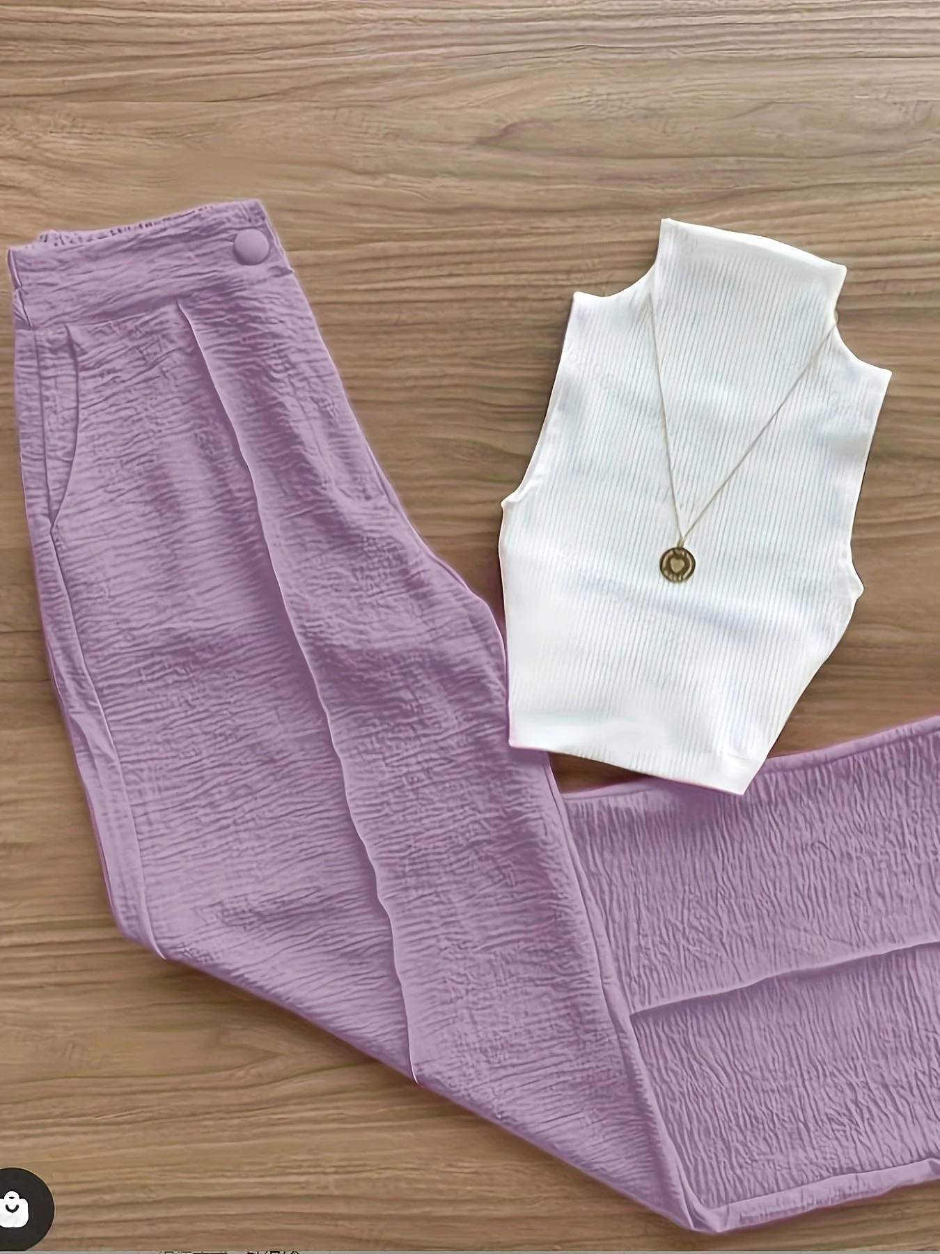 Ensemble élégant femme – Débardeur sans manches et pantalon taille haute – Idéal printemps/été - Image 3