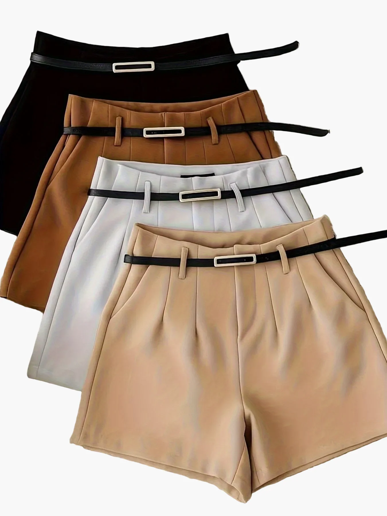 Ensemble élégant pour femme – Top court à bretelles larges et short taille haute avec ceinture – Tenue chic estivale - Image 6