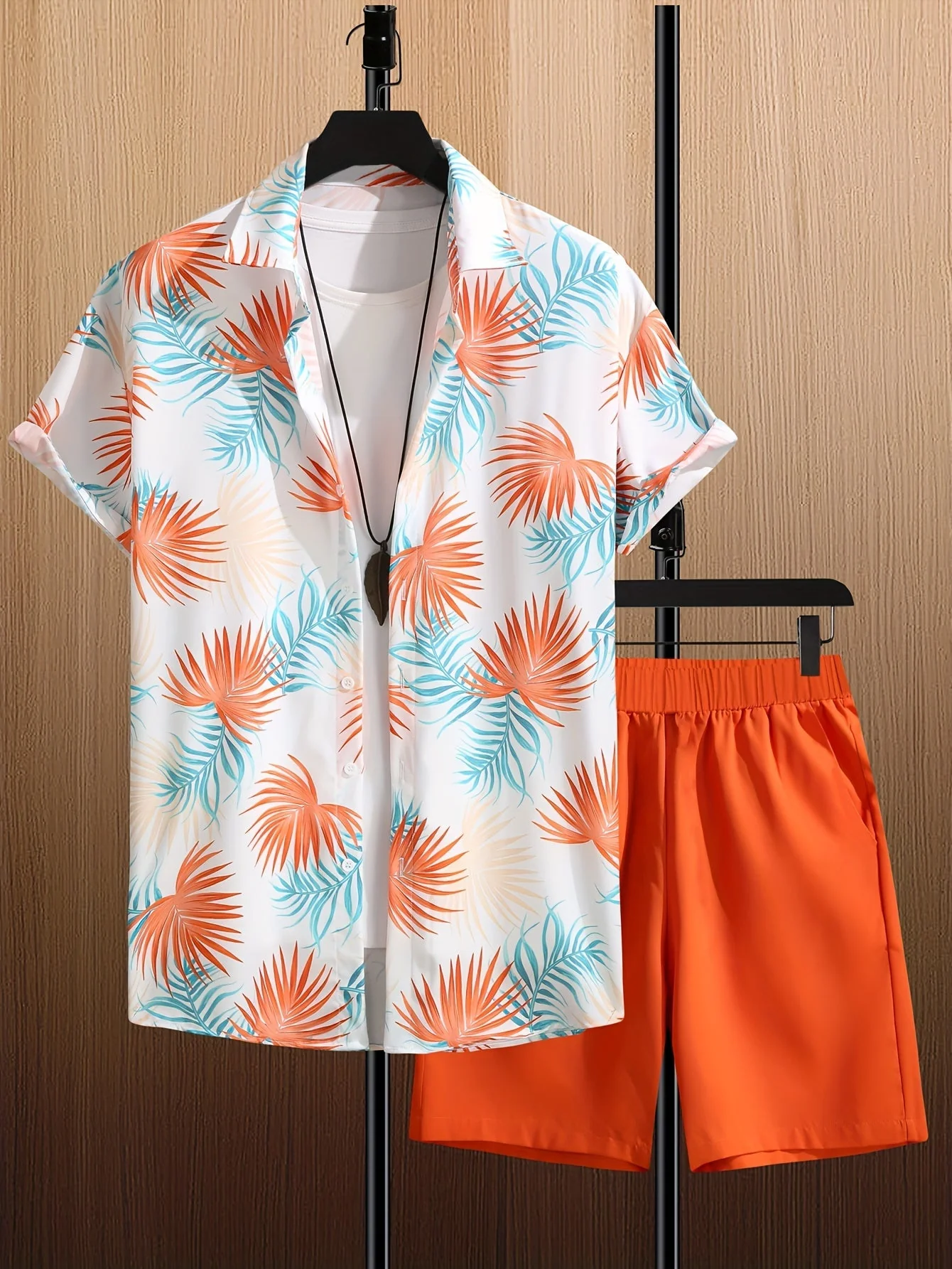 Ensemble d'été décontracté homme style tropical – Chemise manches courtes et short – Idéal plage et vacances - Image 8