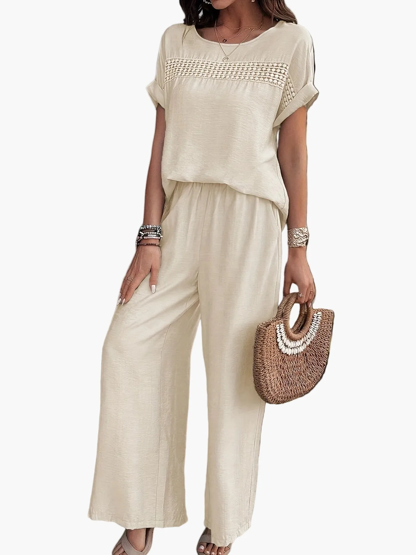 Ensemble Femme Décontracté Chic à Manches Courtes pour Été – Tenue Plage ou Ville - Image 3