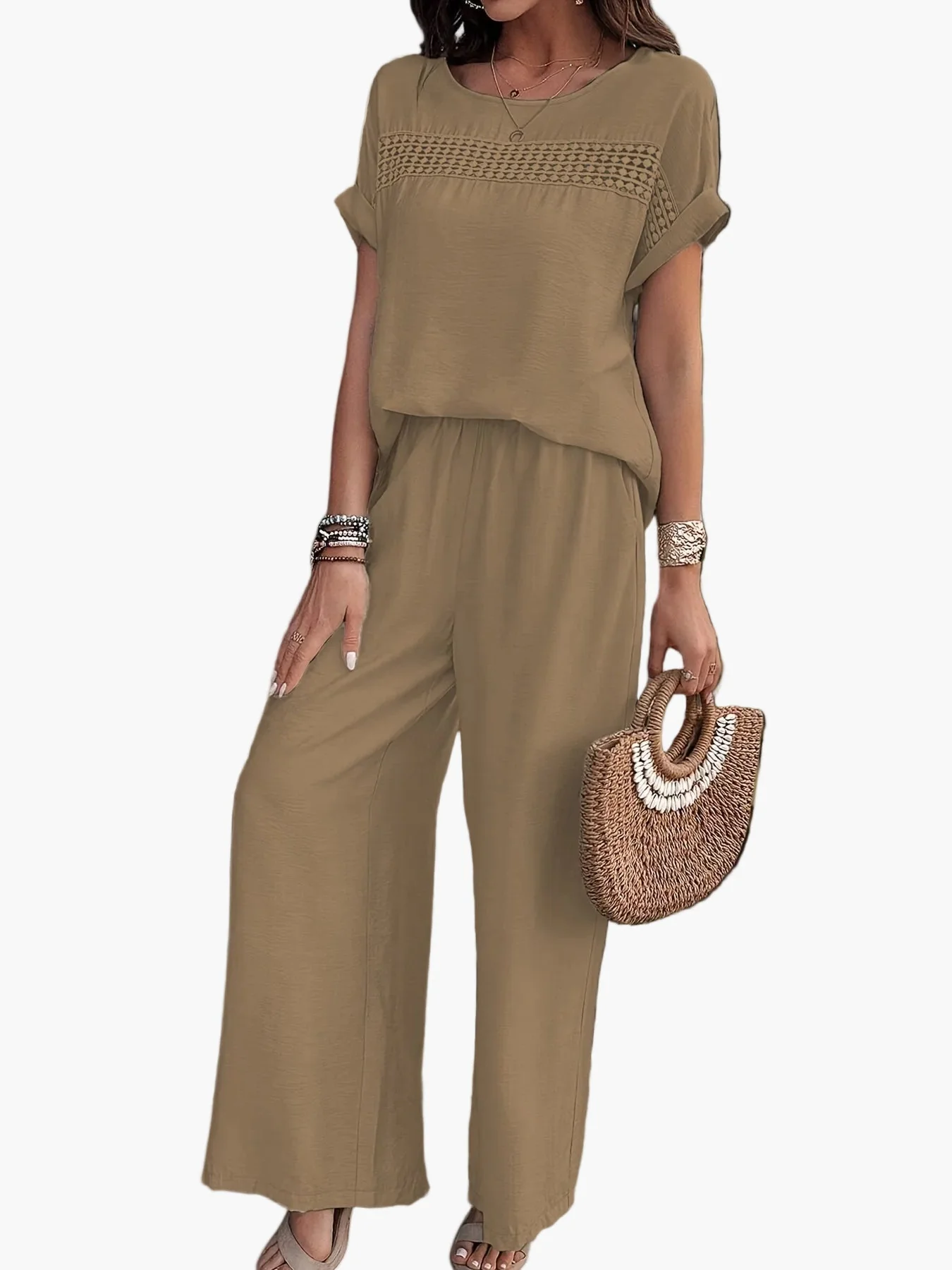 Ensemble Femme Décontracté Chic à Manches Courtes pour Été – Tenue Plage ou Ville - Image 4