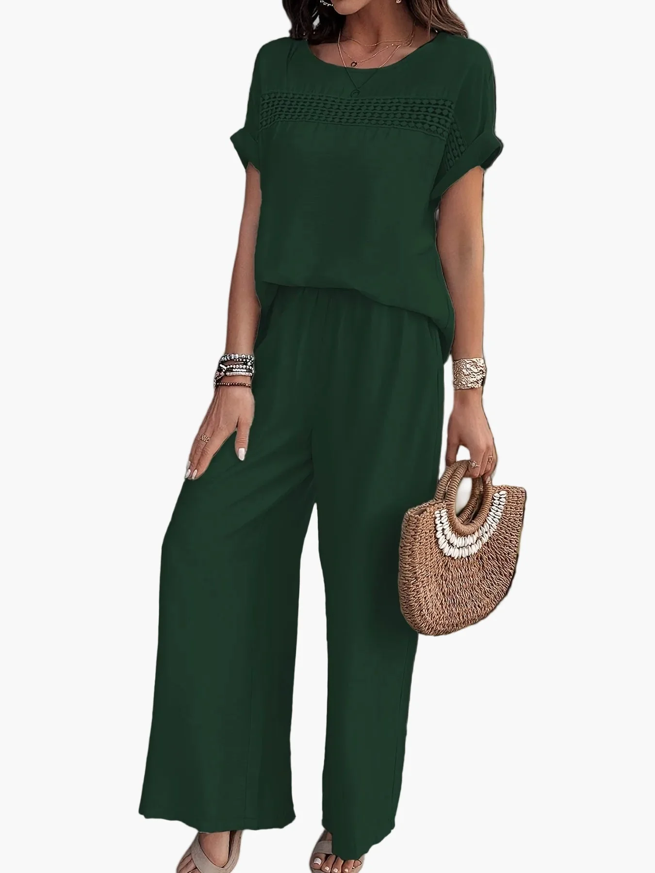 Ensemble Femme Décontracté Chic à Manches Courtes pour Été – Tenue Plage ou Ville - Image 5