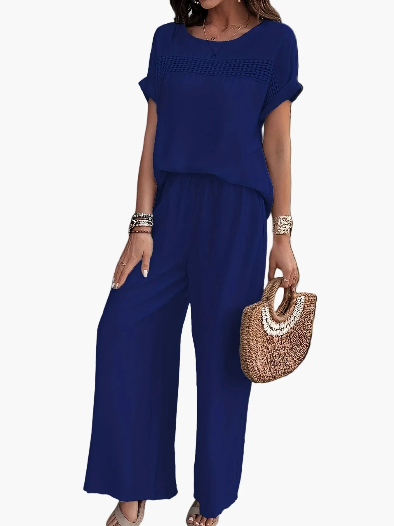 Ensemble Femme Décontracté Chic à Manches Courtes pour Été – Tenue Plage ou Ville - Image 6