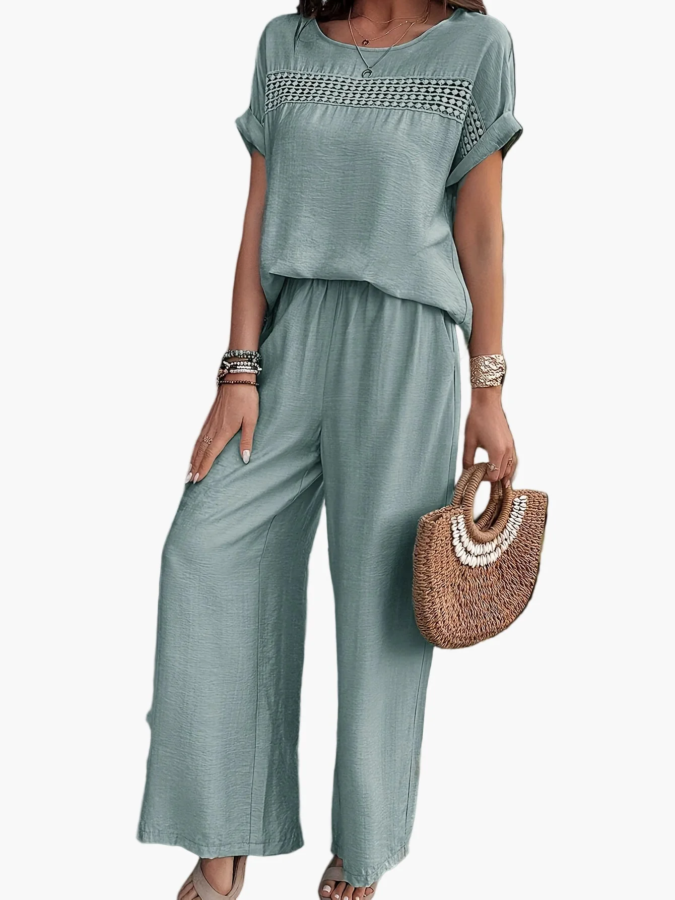 Ensemble Femme Décontracté Chic à Manches Courtes pour Été – Tenue Plage ou Ville - Image 7