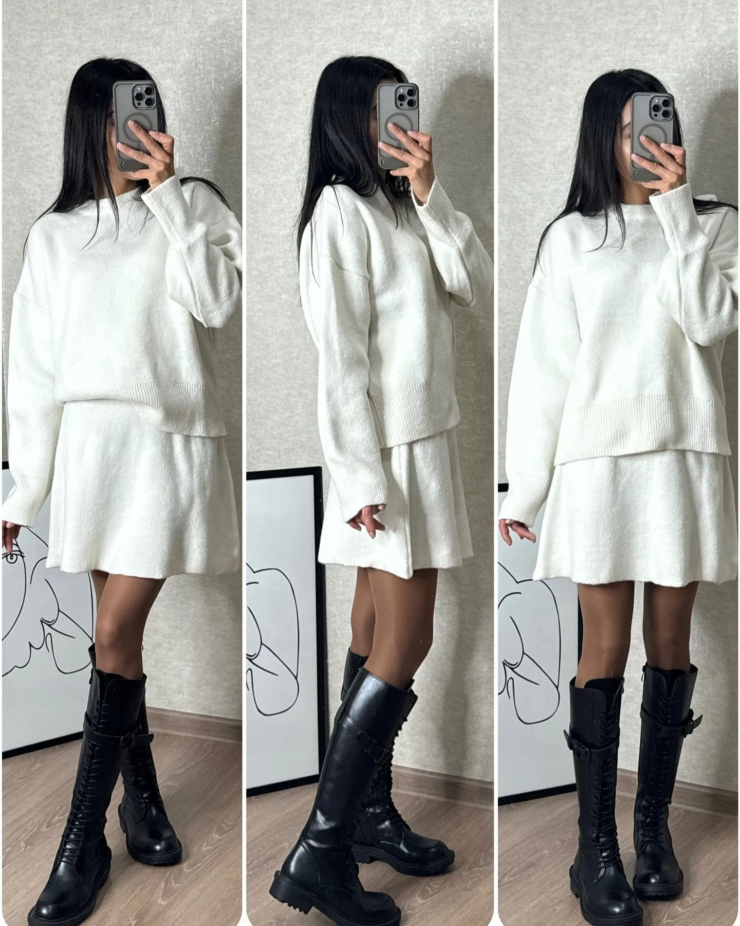 Ensemble Femme Élégant Pull et Jupe Style Décontracté Chic Automne Hiver - Image 10