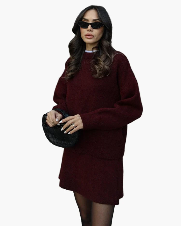 Ensemble Femme Élégant Pull et Jupe Style Décontracté Chic Automne Hiver - Image 3