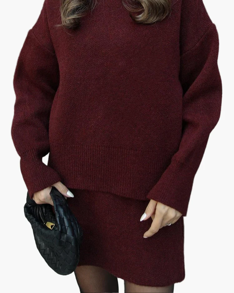 Ensemble Femme Élégant Pull et Jupe Style Décontracté Chic Automne Hiver - Image 4