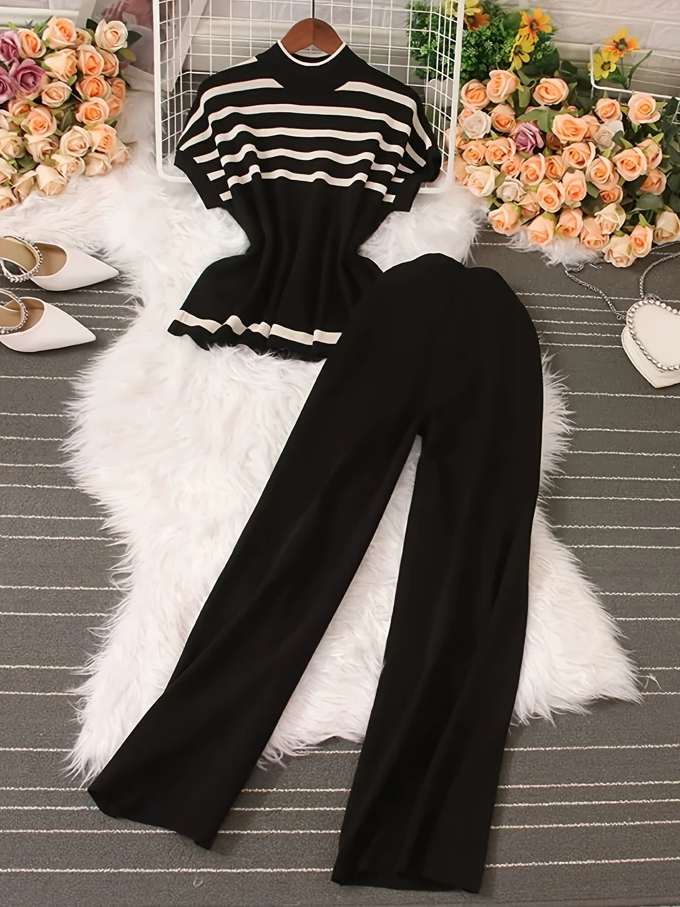 Ensemble Femme Élégant Style Marinière Décontracté Chic pour Printemps/Été - Image 5