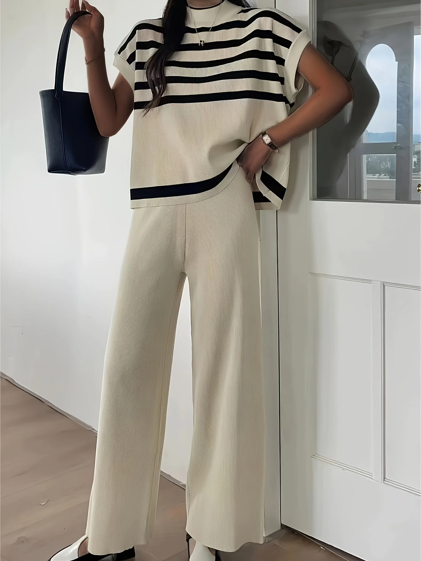 Ensemble Femme Élégant Style Marinière Décontracté Chic pour Printemps/Été - Image 6