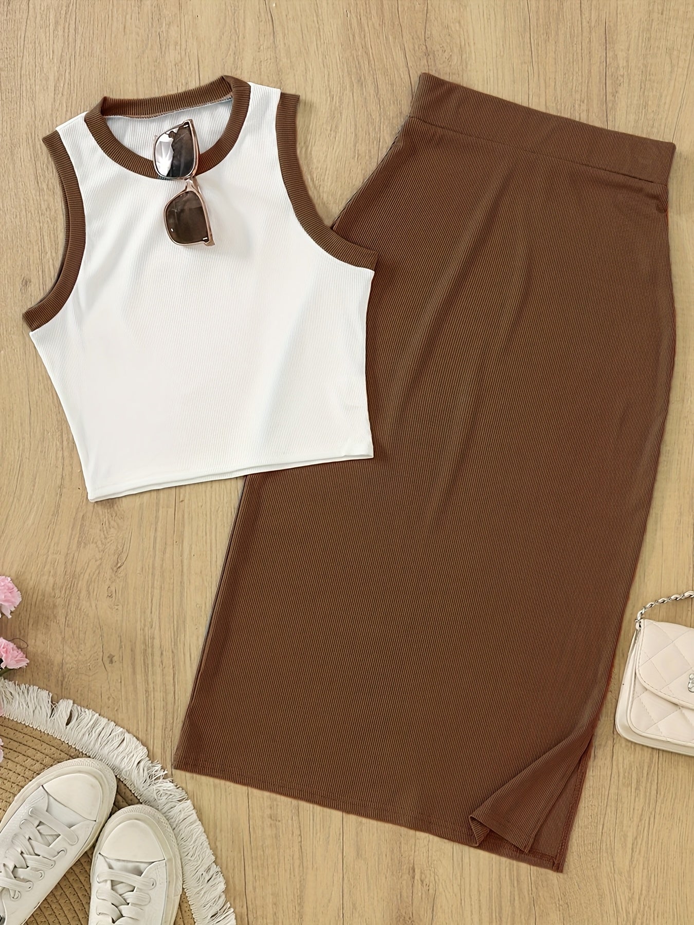 Ensemble jupe et débardeur sans manches style élégant pour femme - Idéal printemps/été - Image 6