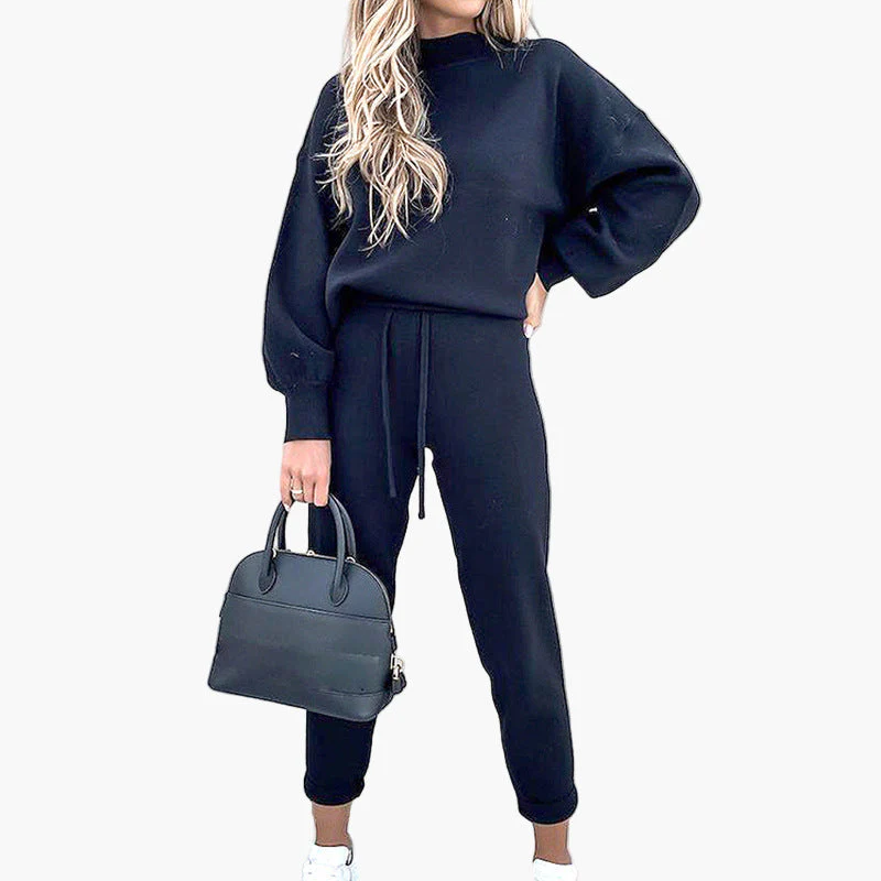 Ensemble de Loungewear Femme Style Décontracté avec Sweat Col Montant et Pantalon Taille Haute - Image 3