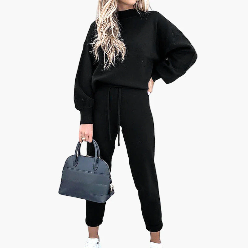 Ensemble de Loungewear Femme Style Décontracté avec Sweat Col Montant et Pantalon Taille Haute - Image 4