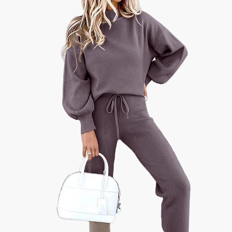Ensemble de Loungewear Femme Style Décontracté avec Sweat Col Montant et Pantalon Taille Haute - Image 6
