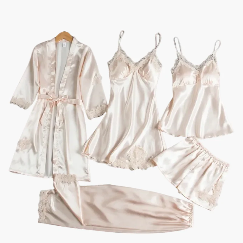 Ensemble de Nuit 5 Pièces Femme Élégant Style Kimono et Lingerie pour Maison et Détente - Image 4
