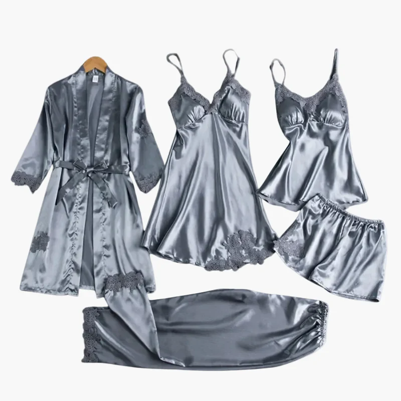 Ensemble de Nuit 5 Pièces Femme Élégant Style Kimono et Lingerie pour Maison et Détente - Image 5