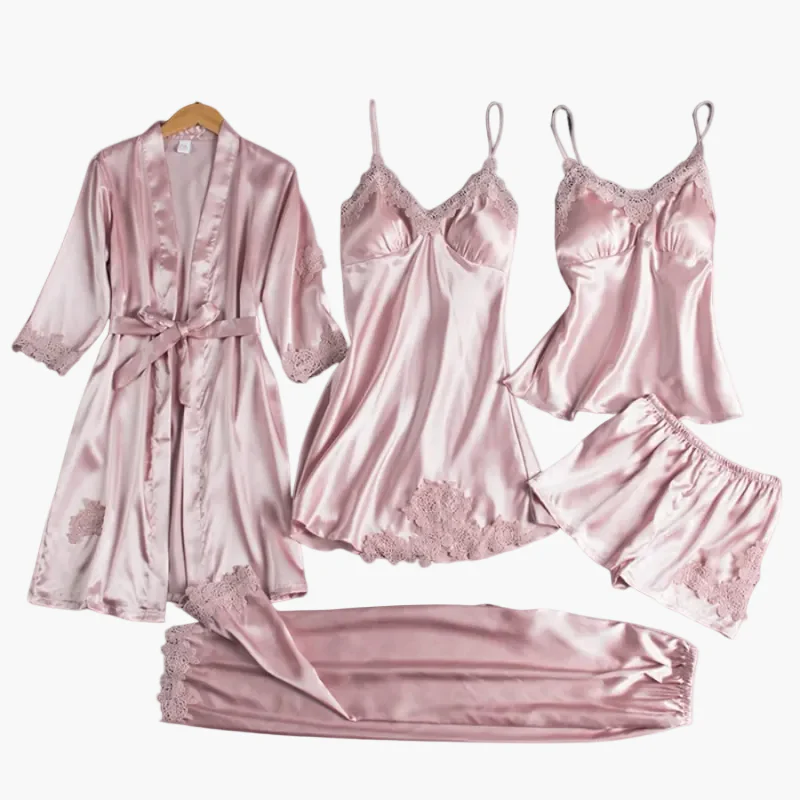 Ensemble de Nuit 5 Pièces Femme Élégant Style Kimono et Lingerie pour Maison et Détente - Image 7