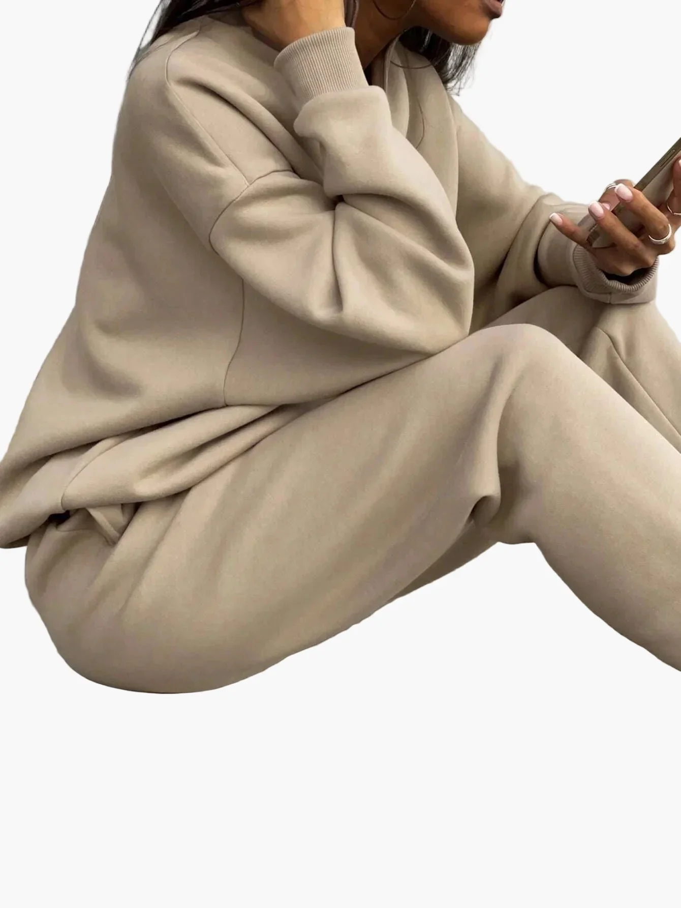 Ensemble de survêtement décontracté à col zippé pour femme - Style moderne et urbain - Image 5