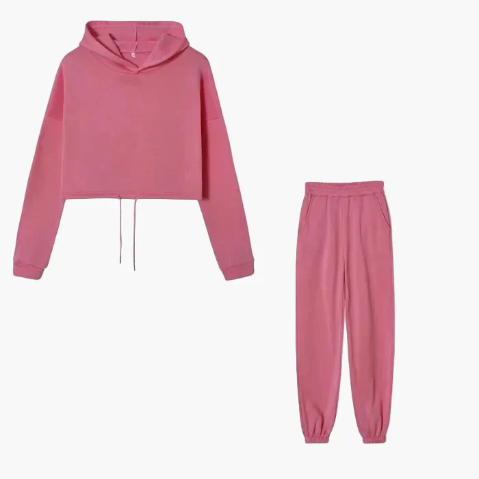 Ensemble Survêtement Femme Hoodie Court et Jogging Décontracté Urbain - Image 4