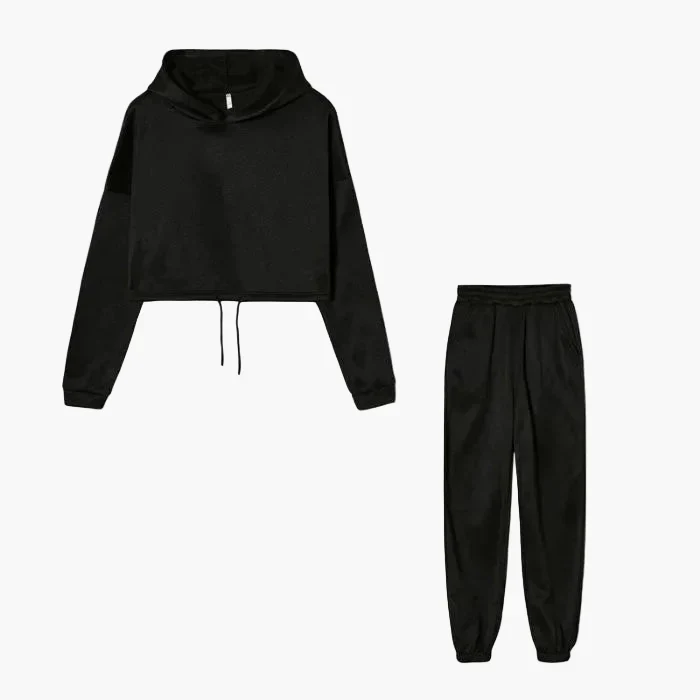 Ensemble Survêtement Femme Hoodie Court et Jogging Décontracté Urbain - Image 5