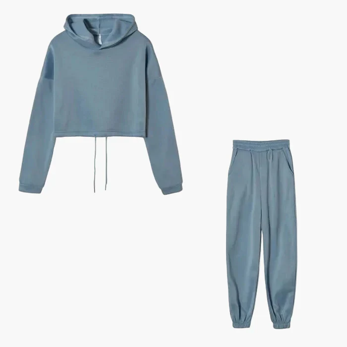 Ensemble Survêtement Femme Hoodie Court et Jogging Décontracté Urbain - Image 6