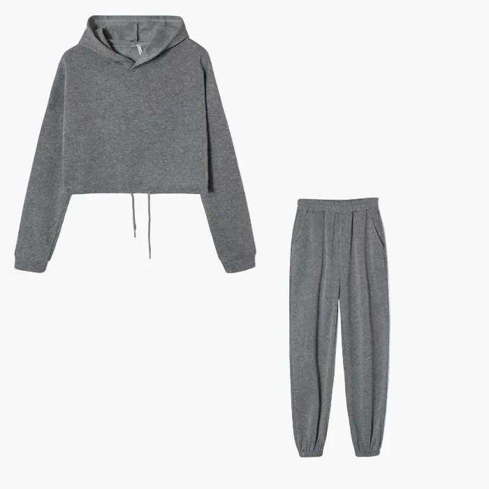 Ensemble Survêtement Femme Hoodie Court et Jogging Décontracté Urbain - Image 7