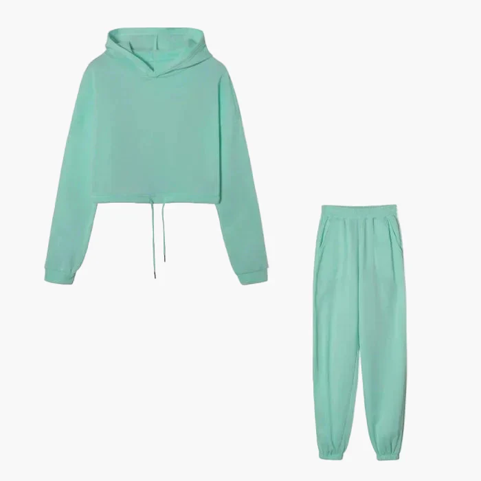 Ensemble Survêtement Femme Hoodie Court et Jogging Décontracté Urbain - Image 8