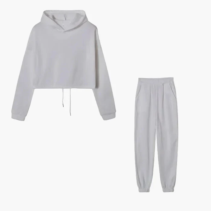Ensemble Survêtement Femme Hoodie Court et Jogging Décontracté Urbain - Image 9