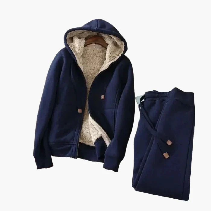 Ensemble Survêtement Femme Style Urbain Chaud à Capuche pour Hiver et Loisirs - Image 2