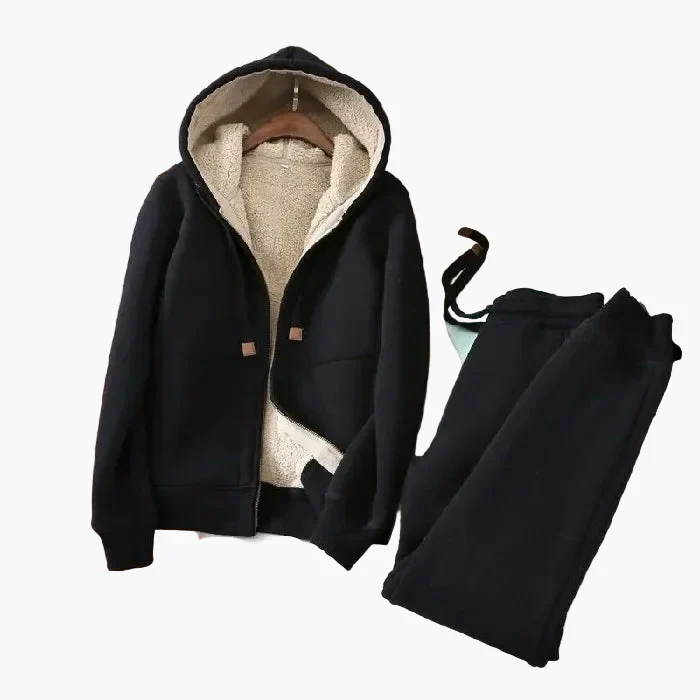 Ensemble Survêtement Femme Style Urbain Chaud à Capuche pour Hiver et Loisirs - Image 3