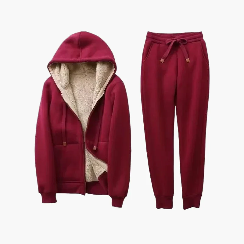 Ensemble Survêtement Femme Style Urbain Chaud à Capuche pour Hiver et Loisirs - Image 5